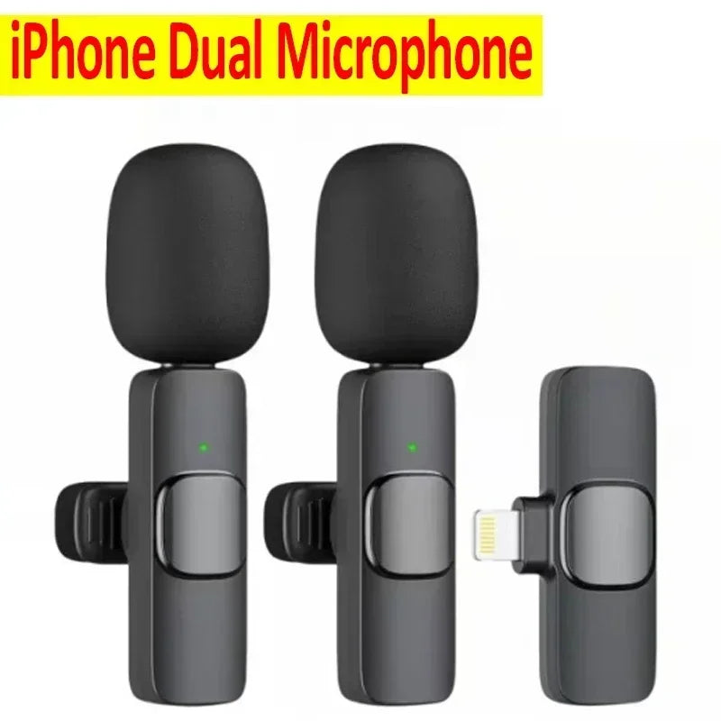Basix 2.4G Wireless Lavalier Microphone Portable Audio Video Recording Mini Mic for iPhone Android Live Broadcast Gaming Phone