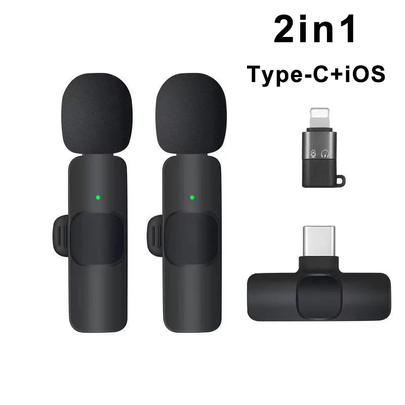 Basix 2.4G Wireless Lavalier Microphone Portable Audio Video Recording Mini Mic for iPhone Android Live Broadcast Gaming Phone