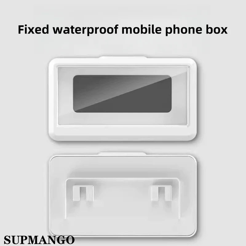 Bathroom Waterproof Phone Holder Home Wall Phone Case Stand Box Self-adhesive Touch Screen Phone Bracket Shower Sealing Storage