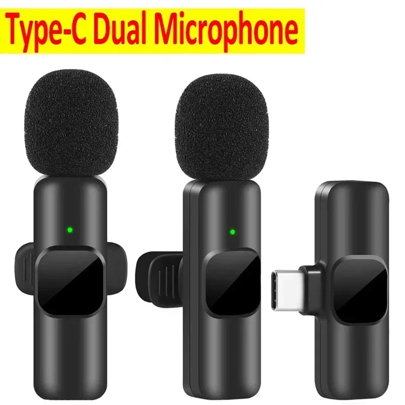 Basix 2.4G Wireless Lavalier Microphone Portable Audio Video Recording Mini Mic for iPhone Android Live Broadcast Gaming Phone