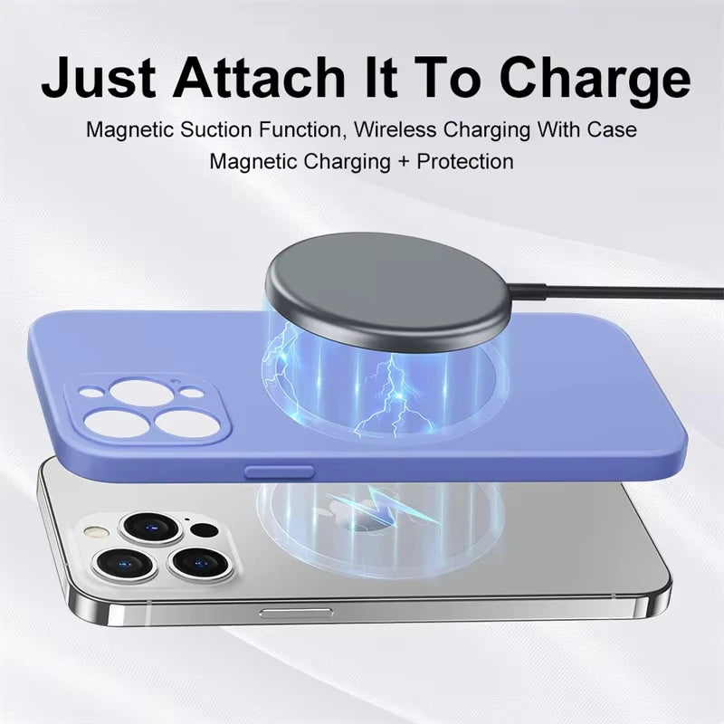 For Apple iPhone Case 16 15 Pro Max Liquid Silicone Magnetic For Magsafe Phone Protection 14 13 12 Plus Mini Funda Accessory
