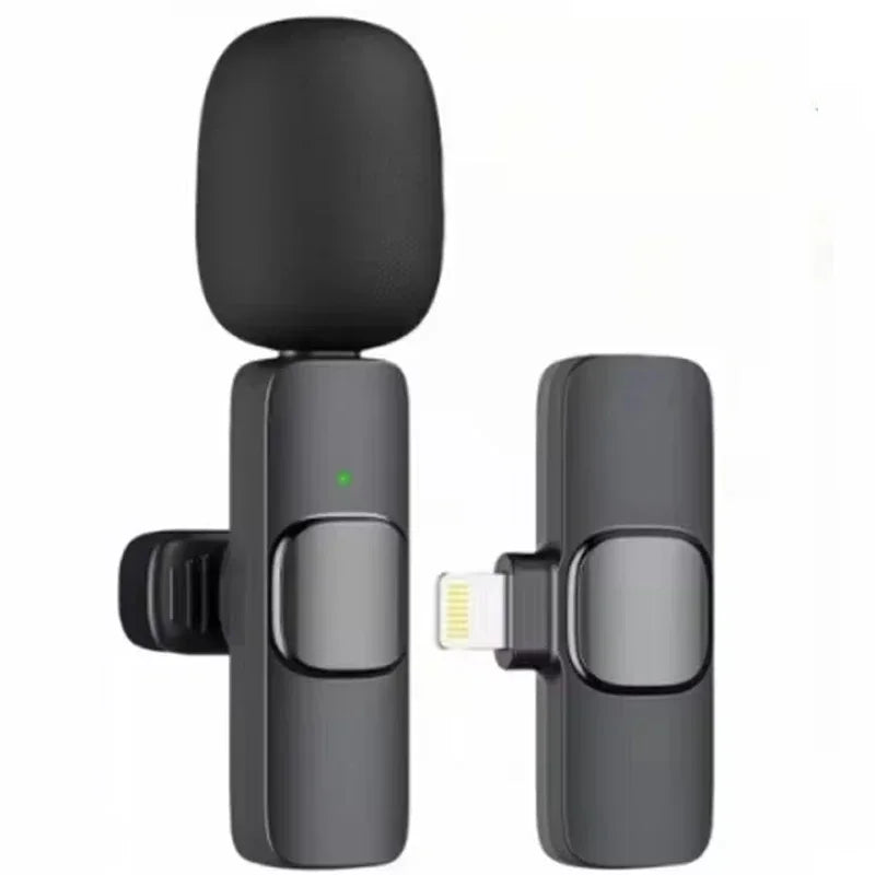 Basix 2.4G Wireless Lavalier Microphone Portable Audio Video Recording Mini Mic for iPhone Android Live Broadcast Gaming Phone